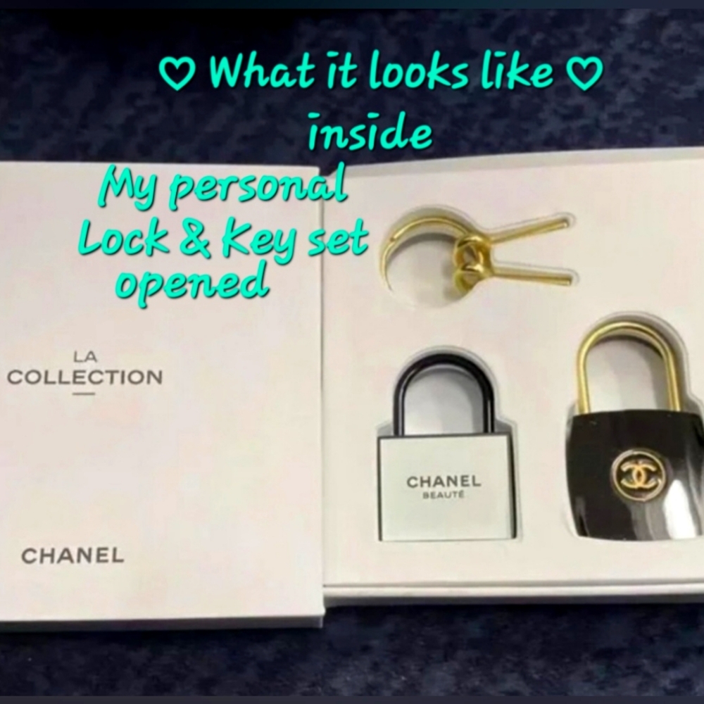 'CHANEL' DOÙBLE LOCK & KEY BOXED GIFT SET w 'CHANEL' GIFT BAG BLACK CAMILĹA ÌÌ - Picture 9 of 16